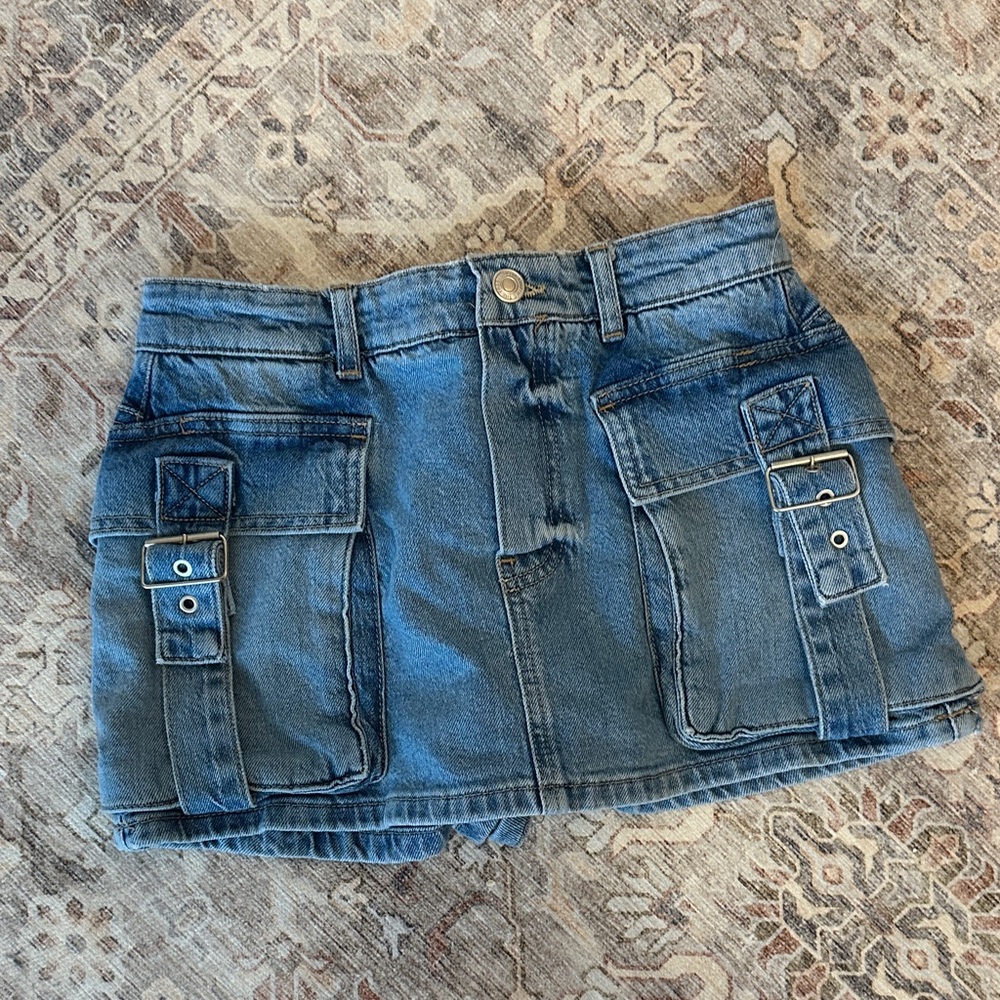 Free People Denim Mini Skirt with Pockets